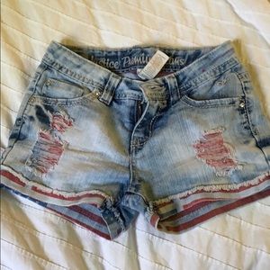 Kids distressed patriotic jean shorts